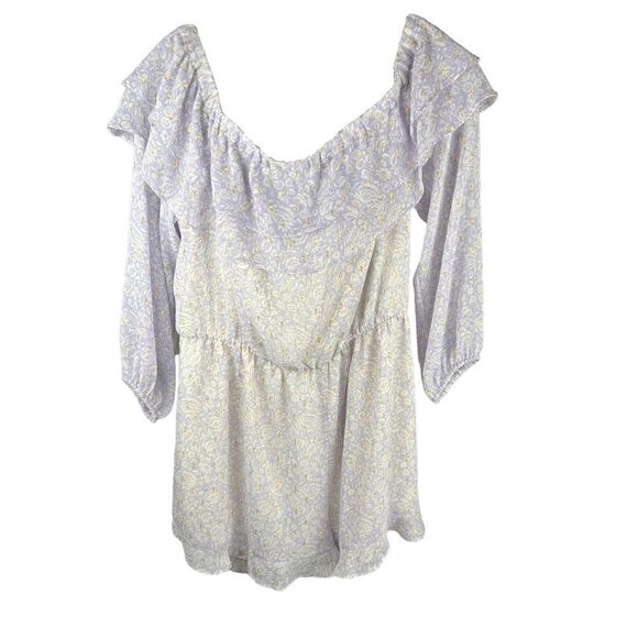 Express purple lilac gold off the shoulder chiffon lightweight romper large new - Picture 3 of 6
